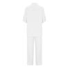 2 Piece Cotton Linen Outfits for Women Summer Dressy Business Work Suits Streetwear Button Down Tops and Pants Suit White view 3
