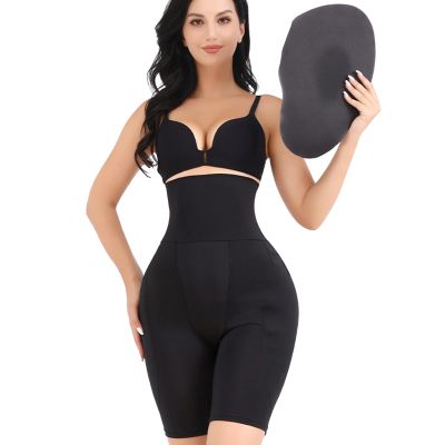 Women's High Rise Shaper Hip Lifter Shaping Panties High Rise Hip Padding Enhancer Trophy Raiser Belly Control Panties (Black, M)