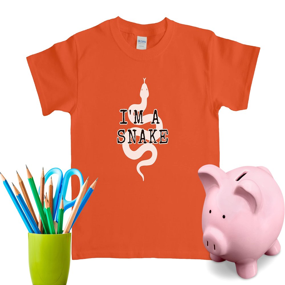 BECLYN I'm A Snake Boy's T-Shirt YouTube Trending Shirt Kids Tshirt Tee TIK Tok Short Sleeve IG Tiktok Reptile Graphic Trending (as1, Alpha, x_l, Regular, Orange)