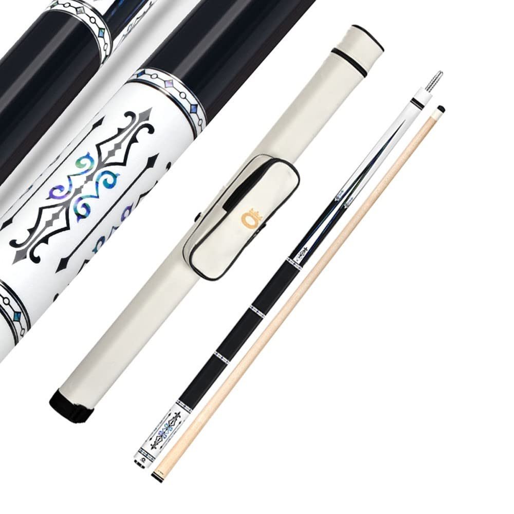 1-Piece Canadian Maple Pool Cue Stick The Good Players Pool Cues for Experienced Players (Adjustable Weight, 3/8 * 8 Radial Pin Joint, 12.75Mm,147Cm) sxysdkjco 230422(Color:B-White Rod Tube,Size:)