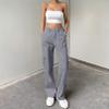 Lepunuo Cargo Pants for Women High Waisted Casual Pants Baggy Stretchy Wide Leg Y2K Streetwear with 6 Pockets Blue Grey view 2