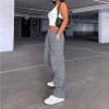 Lepunuo Cargo Pants for Women High Waisted Casual Pants Baggy Stretchy Wide Leg Y2K Streetwear with 6 Pockets Blue Grey view 3