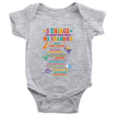 Yeavomeny 5 Things You Shuold About My Grandma Baby Short Sleeve Bodysuit Novelty Jumpsuit Bodysuit for Baby D-Gray