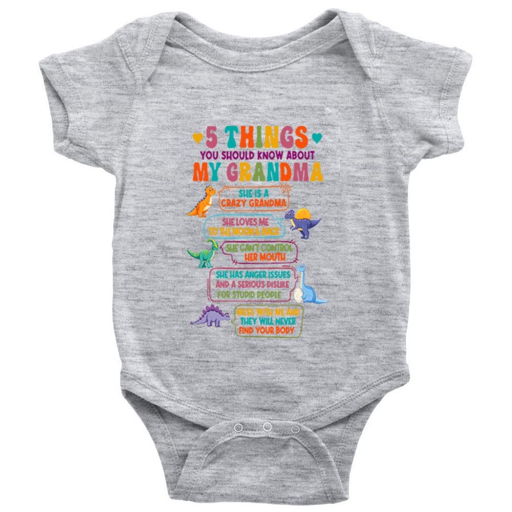 Yeavomeny 5 Things You Shuold About My Grandma Baby Short Sleeve Bodysuit Novelty Jumpsuit Bodysuit for Baby D-Gray