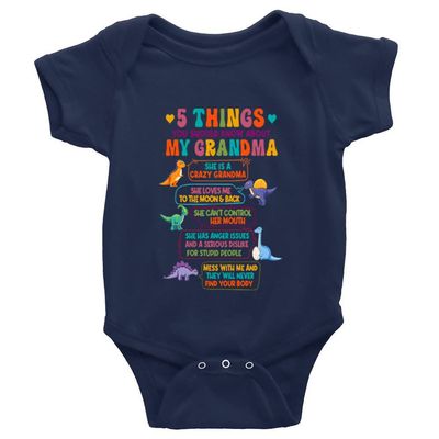 Yeavomeny 5 Things You Shuold About My Grandma Baby Short Sleeve Bodysuit Novelty Jumpsuit Bodysuit for Baby D-Navy