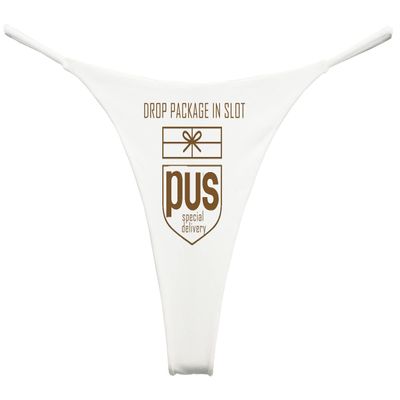 Southern Sisters Special Delivery Mail Womens Funny Thong Novelty White Large