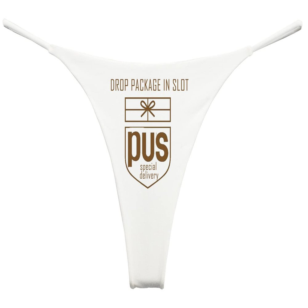 Southern Sisters Special Delivery Mail Womens Funny Thong Novelty White Large