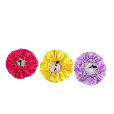 Healeved 3pcs Adjustable Satin Sleeping Hats for Boy Girl Double Layer Hair Caps Yellow Rose Red Breathable and Lightweight for Hair During Sleep and Bath
