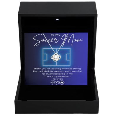 Love Knot Silver Necklace Luxury Box Soccer Mom Necklace Mom Gift Soccer Gift Ball Necklace Sport Jewelry Sports Mom Necklace Mother's Day Present