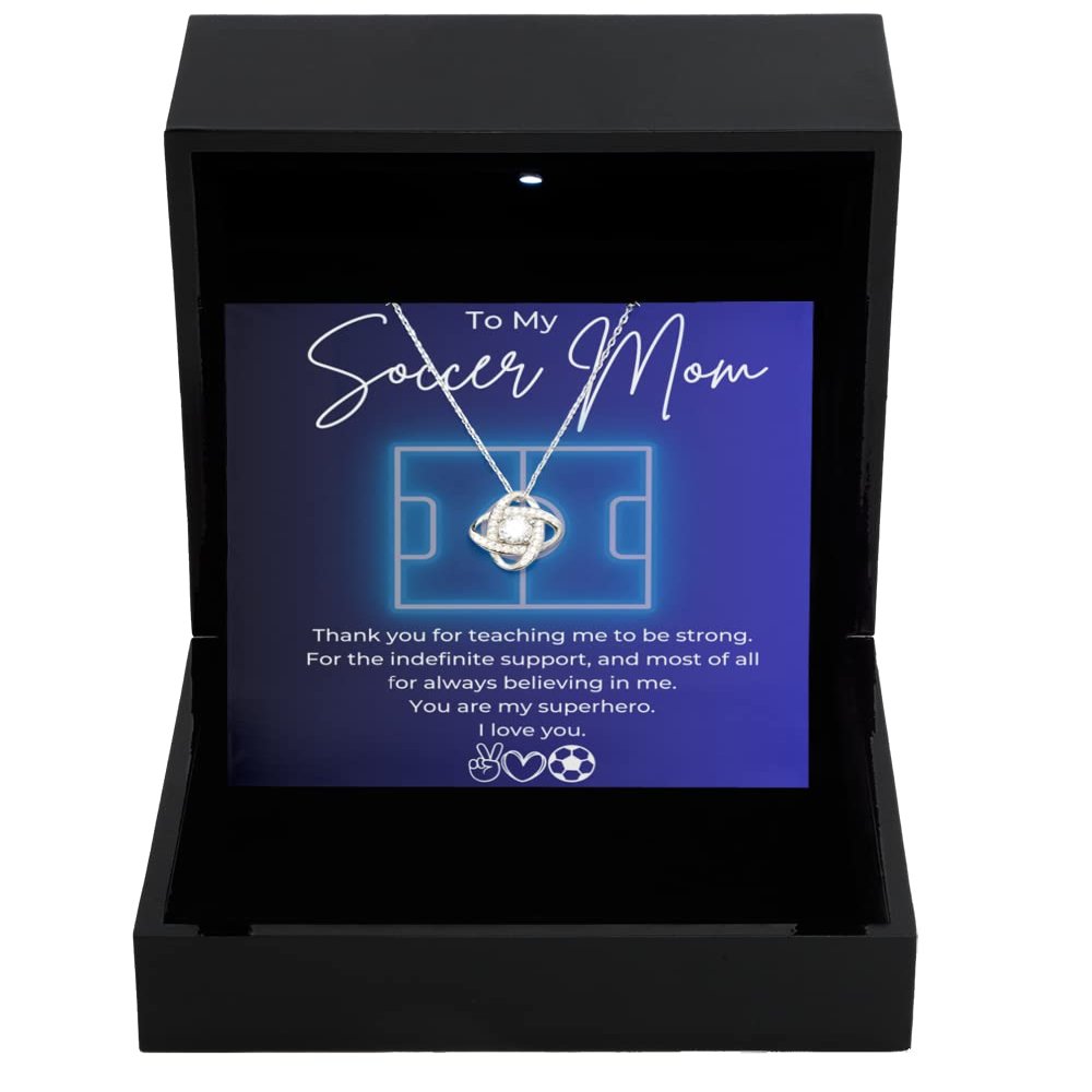 Love Knot Silver Necklace Luxury Box Soccer Mom Necklace Mom Gift Soccer Gift Ball Necklace Sport Jewelry Sports Mom Necklace Mother's Day Present