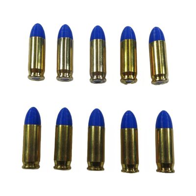 380 ACP AUTO Snap caps - Dummy Training Rounds - Set of 10 (Blue & Brass)