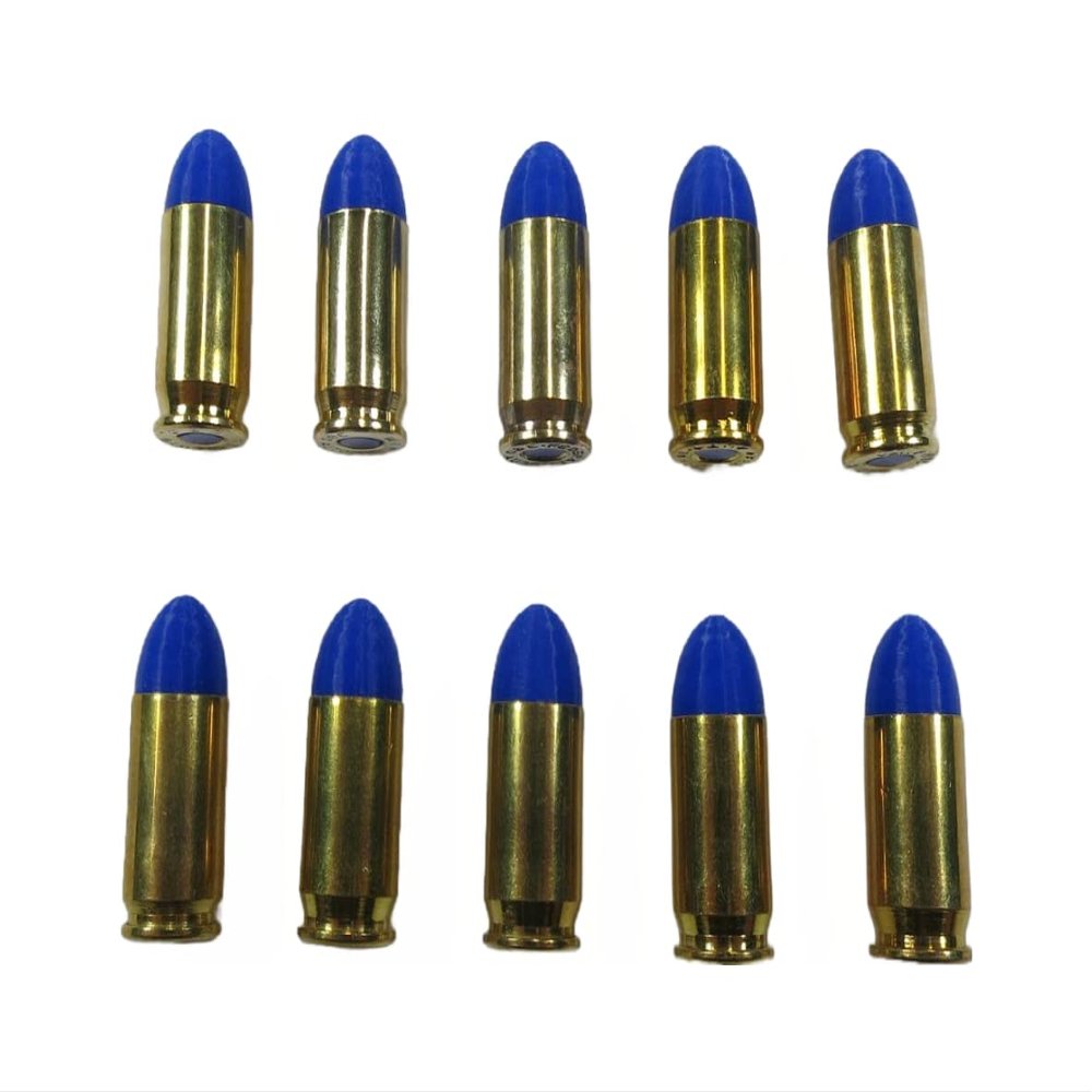 380 ACP AUTO Snap caps - Dummy Training Rounds - Set of 10 (Blue & Brass)