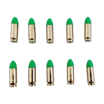 380 ACP AUTO Snap caps - Dummy Training Rounds - Set of 10 (Green & Nickel)