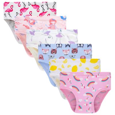 Cadidi Dinos Kids Toddler Panties Little Girls Assorted Underwear Rainbow(Pack of 6) Size 4 5