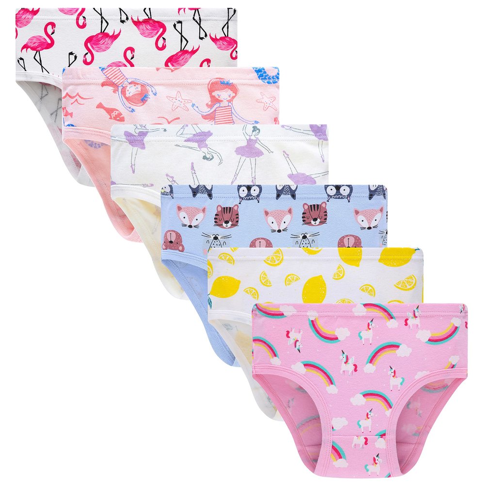Cadidi Dinos Kids Toddler Panties Little Girls Assorted Underwear Rainbow(Pack of 6) Size 4 5