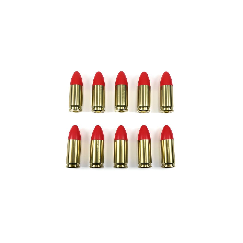 9mm Luger Snap caps - Dummy Training Rounds - Set of 10 (Red & Brass)
