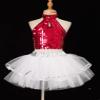 FEESHOW Kids Girls Sequined Rainbow Ballet Dance Tutu Dress Latin Jazz Performance Dancewear Costumes Red A 6-7 Years view 3