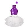 FEESHOW Kids Girls Sequined Rainbow Ballet Dance Tutu Dress Latin Jazz Performance Dancewear Costumes Lavender A 6-7 Years view 1