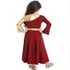 Shinsto Girls Metallic Gold Praise Dance Dress Liturgical Dancewear Loose Full Length Worship Costume Church Robe Red 14 Years view 2