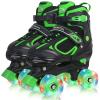 MammyGol Roller Skates for Boys Girls, 4 Sizes Adjustable Quad Skates for Kids with All Light up Wheels, Full Protection for Toddler's Indoor and Outdoor Play Green Size 10C 11C 12C 13C view 1