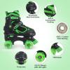 MammyGol Roller Skates for Boys Girls, 4 Sizes Adjustable Quad Skates for Kids with All Light up Wheels, Full Protection for Toddler's Indoor and Outdoor Play Green Size 10C 11C 12C 13C view 2