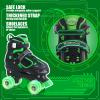 MammyGol Roller Skates for Boys Girls, 4 Sizes Adjustable Quad Skates for Kids with All Light up Wheels, Full Protection for Toddler's Indoor and Outdoor Play Green Size 10C 11C 12C 13C view 3