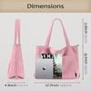 Prite Corduroy Tote Bag for Women Large Shoulder Bag with Zipper and Pockets for College Work Travel Shopping(Pink) view 4