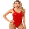 YiZYiF Women's PVC Leather Tank Top Bodysuit Sleeveless Leotard Backless Party Clubwear Costume Red X-Large view 1