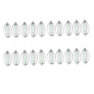 HOHXFYP 20 PcsSet Fishing Feeder,Spring Reinforcement Smooth Bait Cage,Portable 304 Stainless Steel Fishing Bait,Cage Spring for Carp Fishing Bait Holder Tool(SSilver)