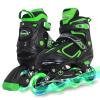 MammyGol Adjustable Inline Skates for Boys Girls Kids Youth with Light up Wheels, Green Beginner Blades Roller Skates for Boys Size 10 11 12 13 Ages 6-12 view 1