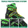 MammyGol Adjustable Inline Skates for Boys Girls Kids Youth with Light up Wheels, Green Beginner Blades Roller Skates for Boys Size 10 11 12 13 Ages 6-12 view 2
