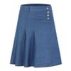 LIONJIE Girls Midi Skirt Denim A-Line Pleated Buttons Over-Knee Mid Waisted with Pocket Blue 5-6 Years view 1