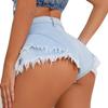 Golirsteca Women's Mid-Waist Denim Short Distressed Double Raw Hem Casual Elastic Jean Shorts view 3