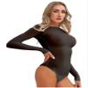Lejafay Women Long Sleeve Bodysuit Turtleneck Sheer Mesh Bodysuit Leotards Shapewear Bikini Swimsuit Black Crotchless One Size view 3