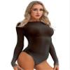 Lejafay Women Long Sleeve Bodysuit Turtleneck Sheer Mesh Bodysuit Leotards Shapewear Bikini Swimsuit Black Crotchless One Size view 4