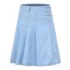 LIONJIE Little Girls Denim Skirt Pleated A-Line Stretch Buttons Over-Knee Midi with Pocket Light Blue 3-4 Years view 1