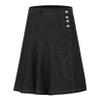 LIONJIE Girls Casual Denim Skirt Midi Pleated Buttons A-Line Over-Knee with Pocket Black 7-8 Years view 1
