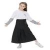 LIONJIE Girls Casual Denim Skirt Midi Pleated Buttons A-Line Over-Knee with Pocket Black 7-8 Years view 2