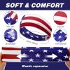 Wavyknot 18 Pcs Sports Sweatbands for Men Women Camo Headbands Workout Non Slip Headbands Breathable Head Band Fitness Stretchy Unisex Hairband for Yoga Running Cycling Ball (Red Blue,Flag) view 2