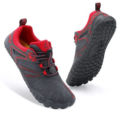 XIHALOOK Hiking Water Shoes for Women Men Minimalist Shoes Barefoot for Paddle Boarding, Rock Climbing Black Red, 8.5 Women/7 Men