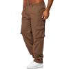 AIFARLD Men's Cargo Pants with Pockets Cotton Hiking Sweatpants Casual Athletic Jogger Sports Outdoor Trousers Relaxed Fit Bright Brown view 4