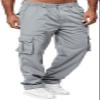 AIFARLD Men's Cargo Pants with Pockets Cotton Hiking Sweatpants Casual Athletic Jogger Sports Outdoor Trousers Relaxed Fit Beige Grey view 1