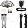 Beaupretty Flapper Style Prom Suit Pearl Bracelet Necklace Accessory Long Gloves Lace Stockings Vintage Headpiece Tea Party Costumes view 1