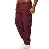 AIFARLD Men's Cargo Pants with Pockets Cotton Hiking Sweatpants Casual Athletic Jogger Sports Outdoor Trousers Relaxed Fit Red view 4