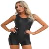 LiiYii Women's Glossy Short Jumpsuit Translucent Bodysuits High Elastic Leotard Unitard Sportwear Black Large view 4
