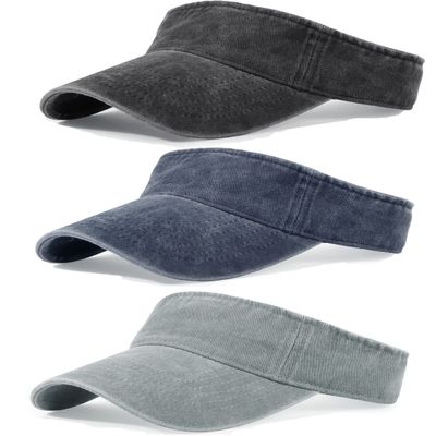 3 Pack Sun Visors for Women Men Cooling Lightweight Sports Sun Hats Adjustable Twill Cotton Run Visor