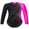 Shinsto Gymnastics Leotards for Girls Long Sleeve Rhinestone Ice Skating Jumpsuit Ballet Dancewear Rose 6 Years view 1