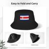 Costa Rica Flag Little-Known Waterproof Secret That Adult Double Decker Fisherman Hat for You to Resist The Surprises Brought by Rainwater Black view 2