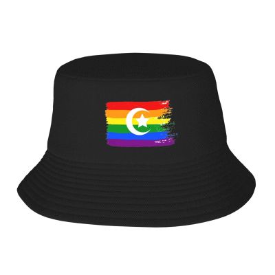 Resist United Muslim LGBTQ Pride Flag Little-Known Waterproof Secret That Adult Double Decker Fisherman Hat for You to Resist The Surprises Brought by Rainwater Black