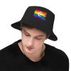 Resist United Muslim LGBTQ Pride Flag Little-Known Waterproof Secret That Adult Double Decker Fisherman Hat for You to Resist The Surprises Brought by Rainwater Black view 4